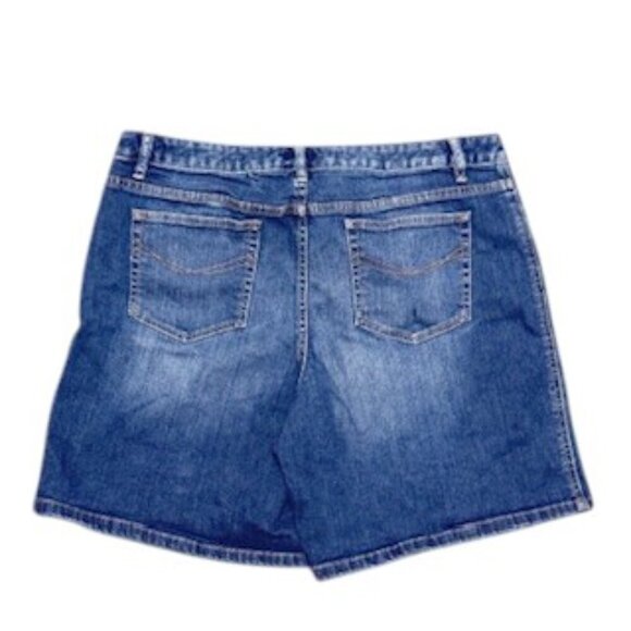 J Jill Boyfriend Denim Shorts Size 14 Dark Wash Stretch 7.5" Inseam - Picture 4 of 9
